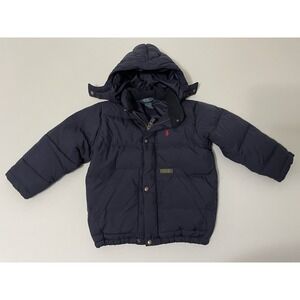 Polo Ralph Lauren‎ Kids Toddler Down Puffer Jacket Navy Red Size 4T Hooded